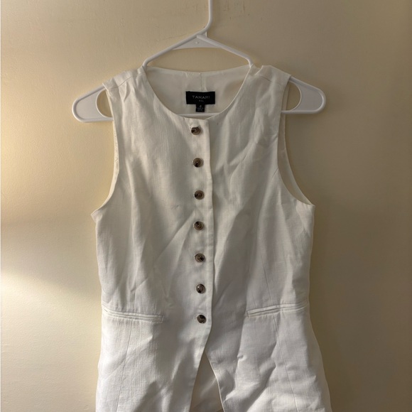 Tahari ASL Pants - Women’s White Tahari Button-Up Vest Old Money